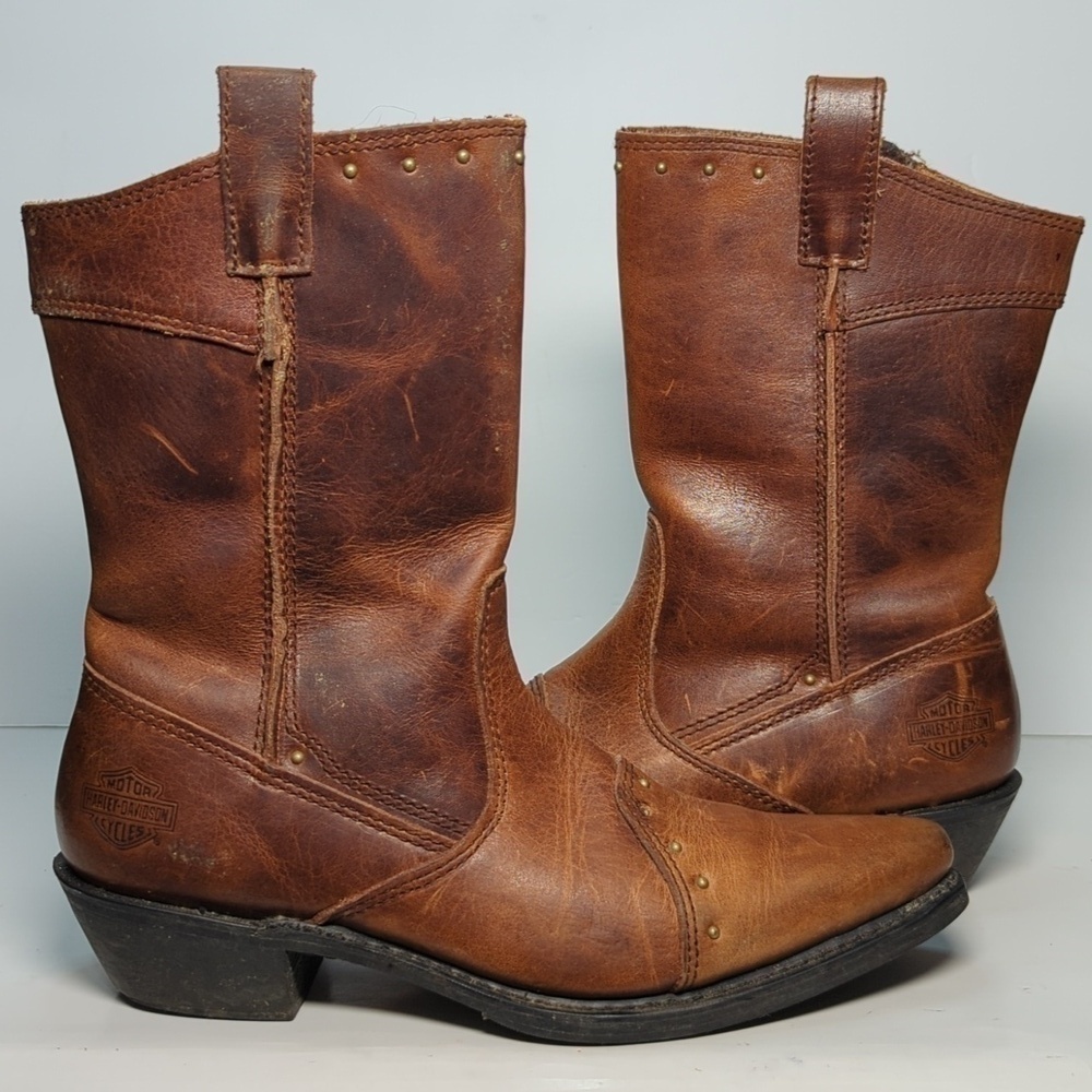 Harley Davidson Jessie Riding Moto Western style boots womans size 7(W) EU 38